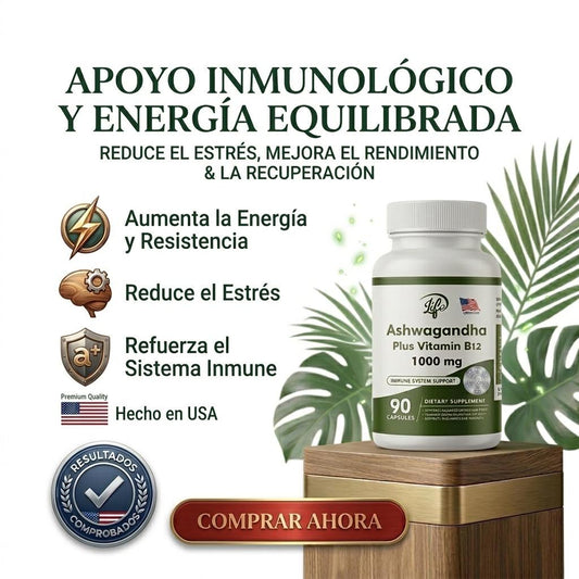 Ashwagandha + B12 – Regula el Cortisol, Alivia el Estrés y la Ansiedad