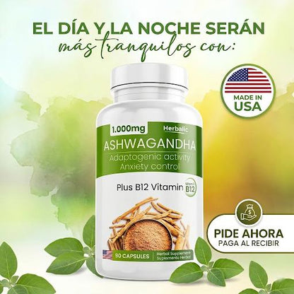 Ashwagandha + B12 – Regula el Cortisol, Alivia el Estrés y la Ansiedad
